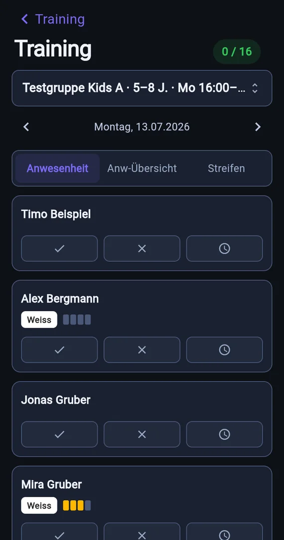 Eltern-App: Anwesenheit