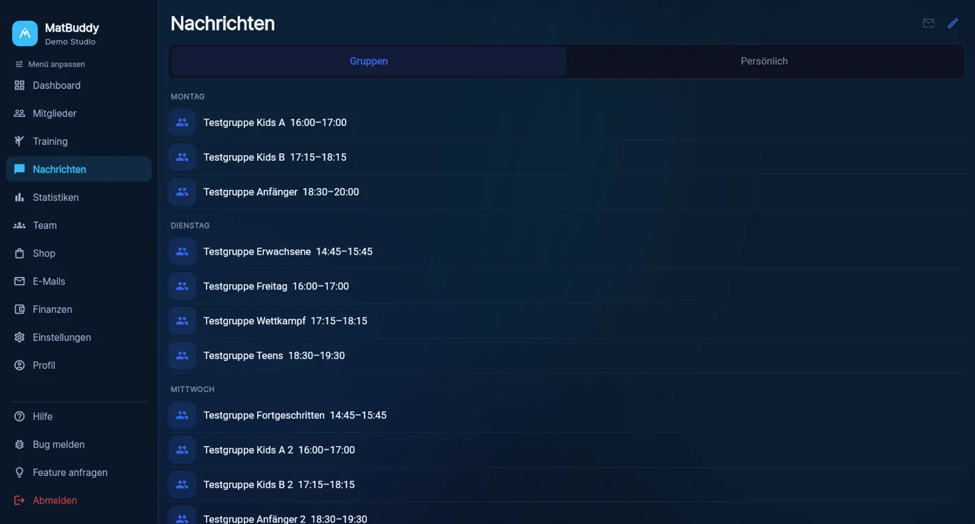 Nachrichten mit Eltern und Kursen